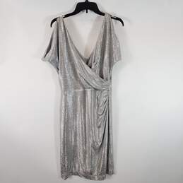 Ralph Lauren Women Silver Wrap Midi Dress Sz 14 Nwt