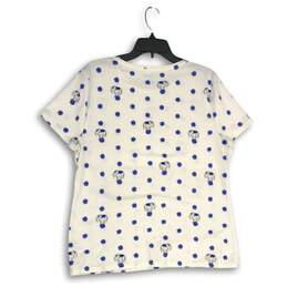 Talbots Womens Blue White Polka Dot Crew Neck Pullover T-Shirt Size XL alternative image
