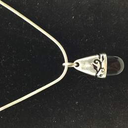 Sterling Silver Onyx Vine Adorned Tear Drop Pendant Necklace 18.4g DAMAGED