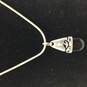 Sterling Silver Onyx Vine Adorned Tear Drop Pendant Necklace 18.4g DAMAGED image number 1