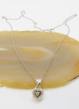 JWBR 925 & 10K Yellow Gold Accent 0.11 CTTW Champagne & White Diamond Heart Pendant Necklace 2.2g alternative image