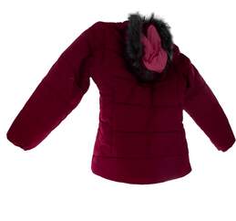Girls Pink 71304F Long Sleeve Hooded Fur Full Zip Puffer Jacket Size M 10/12 alternative image