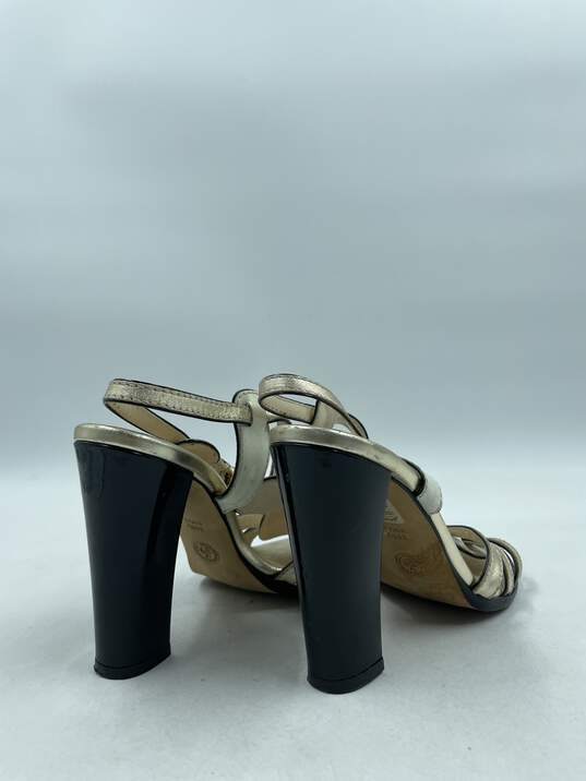 Vtg Bally Ribona Gold T Bar Sandals W 8.5 COA image number 4