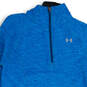 Mens Blue Long Sleeve 1/4 Zip Mock Neck Activewear Pullover T-Shirt Size M image number 3