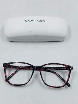Calvin Klein Magenta Tortoise Browline Eyeglasses