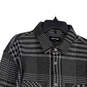 Mens Gray Black Houndstooth Collared Long Sleeve Button Front Jacket Sz XL image number 3
