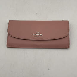 Womens Pink Leather Back Zipper Pocket Card Holder Snap Envelope Wallet
