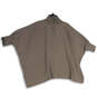Womens Gray 1/4 Zip Mock Neck Dolman Sleeve Side Slit Pullover Sweater Sz L image number 1