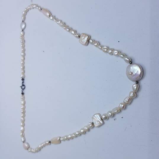 Sterling Silver FW Pearl Various W/Shapes 22inch Necklace 23.7g image number 5