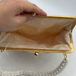 Vintage Womens White Gold Beaded Kiss Lock Evening Clutch Handbag alternative image