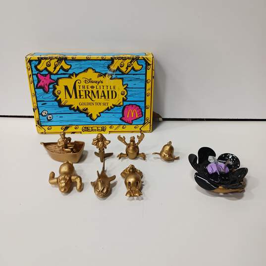 Vintage McDonald's Disney The Little Mermaid Golden Toy Set IOB image number 1