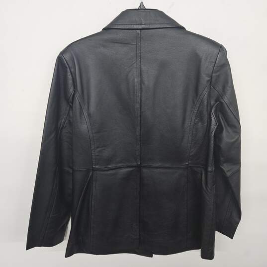 Worthington Black Button Up Leather Jacket image number 2