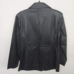 Worthington Black Button Up Leather Jacket alternative image