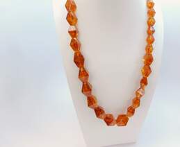 Vintage Amber Chips in Resin Faceted Graduated Beaded Necklace 74.4g