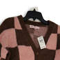 NWT Womens Pink Brown Cropped Button Front Cardigan Sweater Size M image number 3