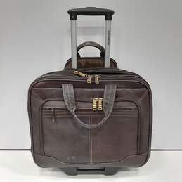 Leather Carryon Rolling Suitcase Luggage