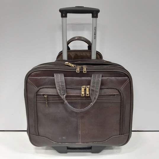 Leather Carryon Rolling Suitcase Luggage image number 1