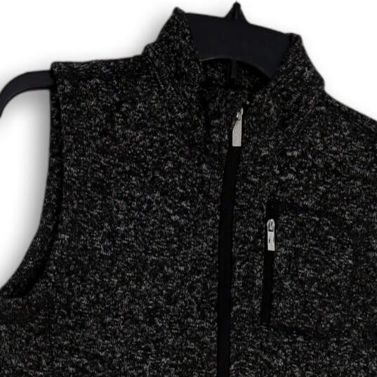 Womens Black Sleeveless Mock Neck Pockets Full-Zip Vests Size Small image number 3