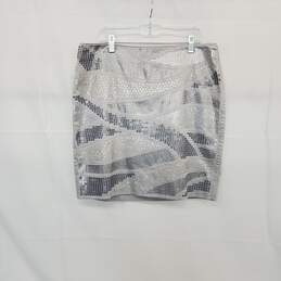 White House Black Market Gray Cotton Sequin Embellished Skirt WM Size 8