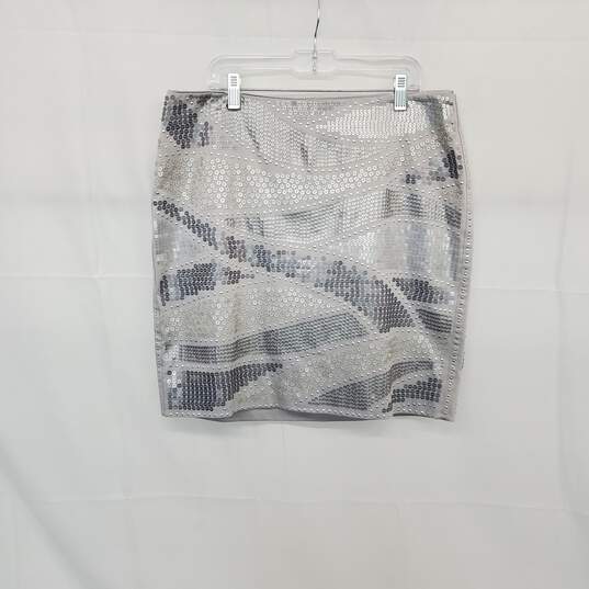 White House Black Market Gray Cotton Sequin Embellished Skirt WM Size 8 image number 1