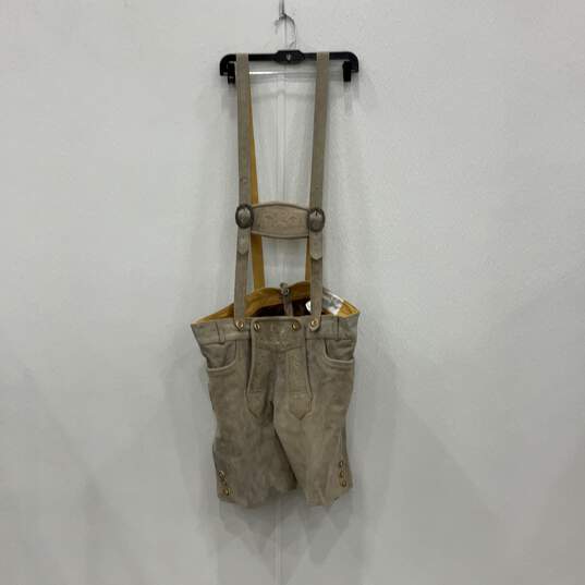 Bavaria Trachten Mens Gray Suede Lederhosen Shorts Size 40 With Suspender image number 1