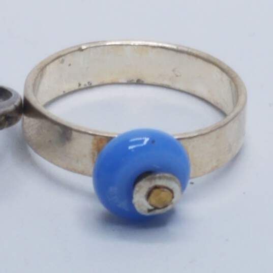 Sterling Silver MOP Onyx Glass Marcasite Ring Bundle 4pcs 17.7g DAMAGED image number 5
