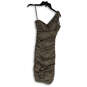 Womens Gray Embellished Ruched One Shoulder Stretch Bodycon Dress Size 2 image number 1