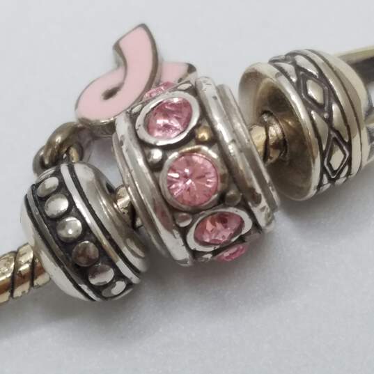 Brighton Silver Tone Crystal Enamel Power Of Pink Cancer Love Bracelet 42.4g image number 4
