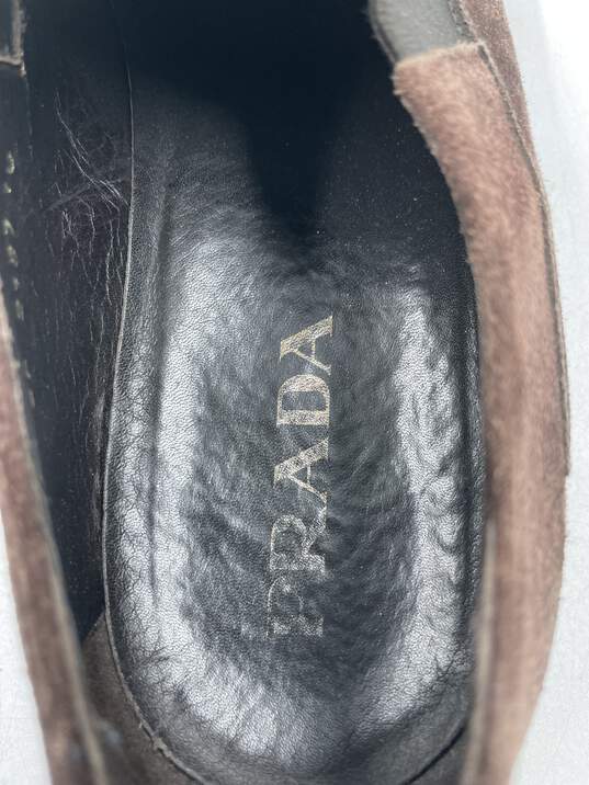Authentic Prada Brown Square-Toe Loafers M 10 image number 8