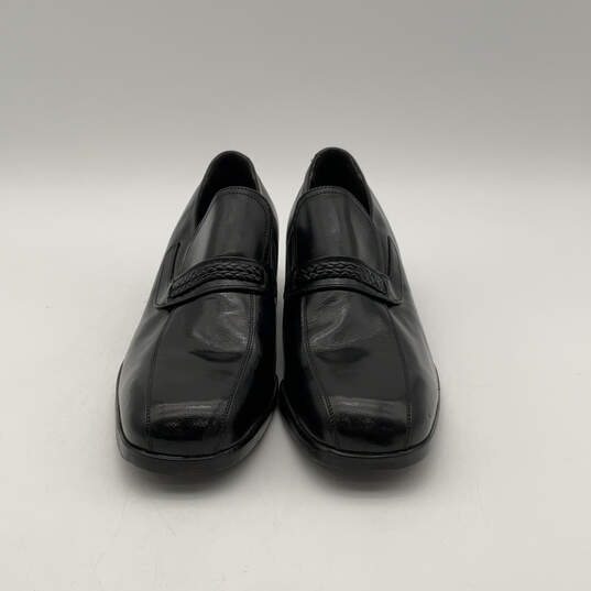 Mens Black Leather Square Toe Slip-On Formal Loafer Shoes Size 8 image number 2