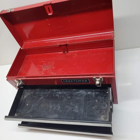 CRAFTSMAN Red 3-Shelf Metal Toolbox Untested P/R Approx. 21x9x12 In. image number 2