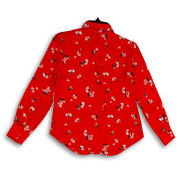 Womens Red Floral Long Sleeves Spread Collar Button-Up Shirt Size XXS P alternative image