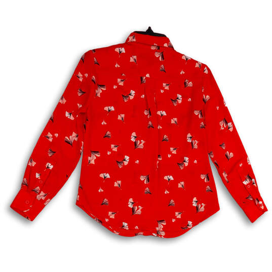 Womens Red Floral Long Sleeves Spread Collar Button-Up Shirt Size XXS P image number 2