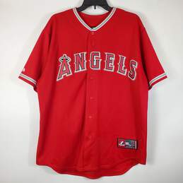 Majestic Men Red Anaheim Angels Baseball Jersey L