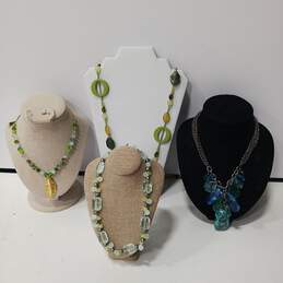Bundle of Assorted Blue and Green Beaded Fashion Jewelry