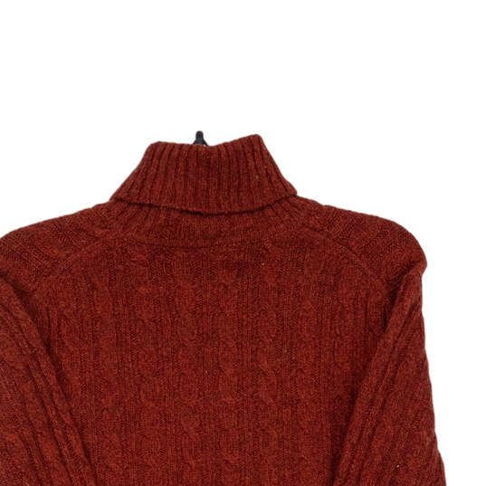 Men's Rust Cable-Knit Turtleneck Neck Long Sleeve Pullover Sweater Size M image number 4
