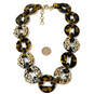 Designer J. Crew Gold-Tone Crystal Stone Tortoise Link Chain Necklace image number 2