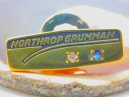 10K Yellow Gold Sapphire & Diamond Accent Northrop & Gruman Service Pin 2.5g