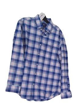 Mens Blue Check Collared Long Sleeve Button Up  Shirt Size Medium alternative image