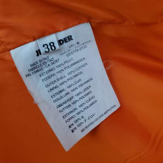 Jill Sander Orange Leather Lined Full Zip Jacket WM Size 38 image number 4