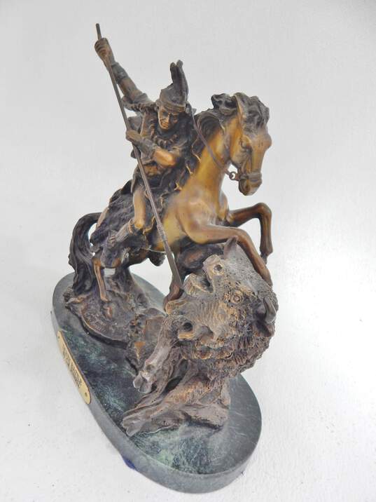 Death Battle Bronze On Marble Base Sculpture Inspired By C.M. Russell image number 2