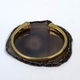 Designer Michael Kors Gold-Tone Pyramid Pave Open Cuff Bracelet