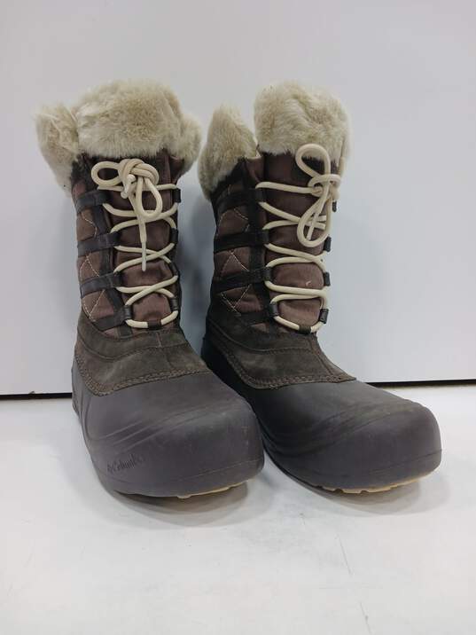 Columbia Brown Insulated Fur Trim Snow Boots Women's Size 8 image number 1