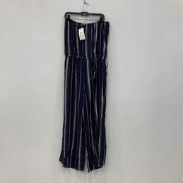 NWT Womens Multicolor Striped Strapless Wide-Leg One-Piece Jumpsuit Size M alternative image