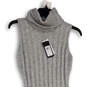 NWT Womens Gray Turtleneck Sleeveless Ribbed Sweater Dress Size Small image number 3