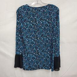 Michael Kors WM's Turquoise & Black Print Blouse Top Size M alternative image