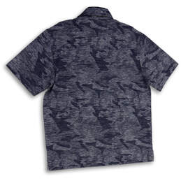 NWT Mens Blue Jacquard Short Sleeve Spread Collar Side Slit Polo Shirt Sz L alternative image