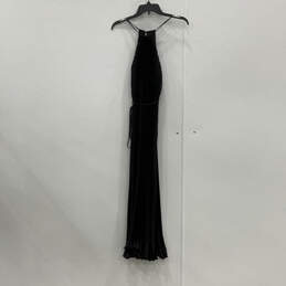 NWT Womens Black Sleeveless Tie Waist Halter Neck Pleated Maxi Dress Sz XS