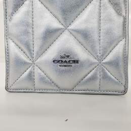 Coach North South Mini Tote Metallic Silver Leather with Puffy Diamond Quilting alternative image