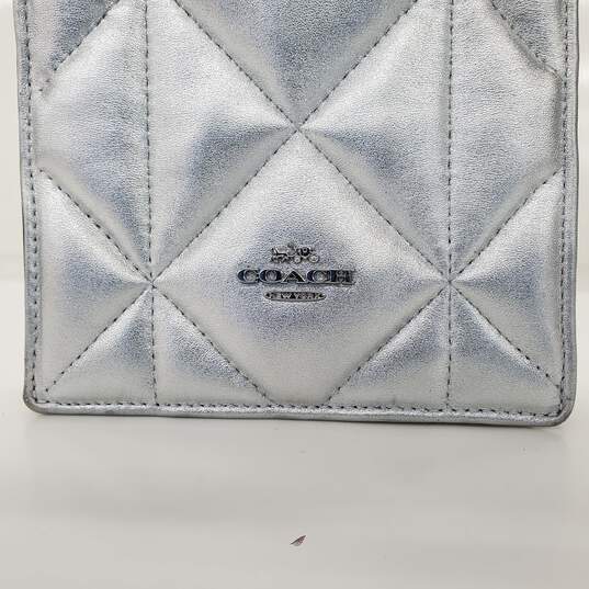 Coach North South Mini Tote Metallic Silver Leather with Puffy Diamond Quilting image number 2